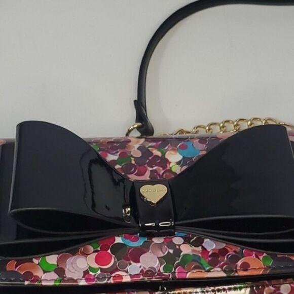 BETSY JOHNSON Bag Crossbody Xodanie Rainbow Patent Leather Bow Multicolor - Picture 2 of 10